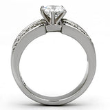 High polished (no plating) Stainless Steel Ring with AAA Grade CZ  in Clear
