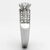 High polished (no plating) Stainless Steel Ring with AAA Grade CZ  in Clear