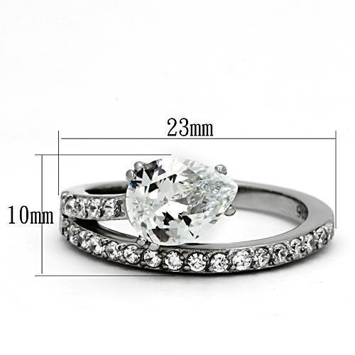 High polished (no plating) Stainless Steel Ring with AAA Grade CZ  in Clear