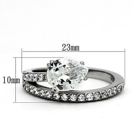 High polished (no plating) Stainless Steel Ring with AAA Grade CZ  in Clear