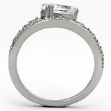 High polished (no plating) Stainless Steel Ring with AAA Grade CZ  in Clear