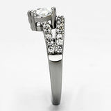 High polished (no plating) Stainless Steel Ring with AAA Grade CZ  in Clear