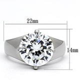 High polished (no plating) Stainless Steel Ring with AAA Grade CZ  in Clear