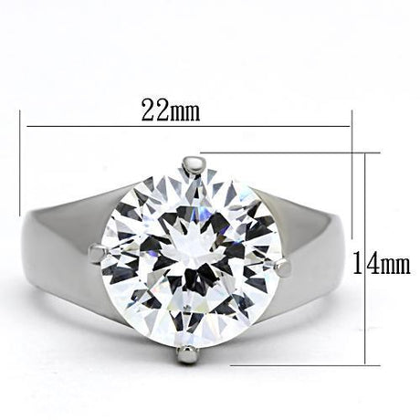 High polished (no plating) Stainless Steel Ring with AAA Grade CZ  in Clear