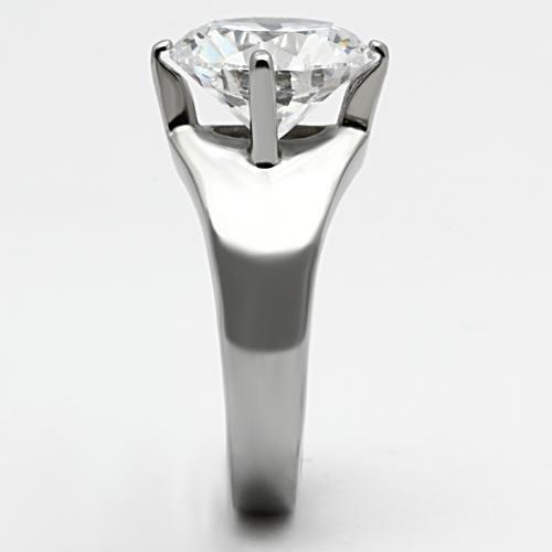 High polished (no plating) Stainless Steel Ring with AAA Grade CZ  in Clear