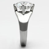 High polished (no plating) Stainless Steel Ring with AAA Grade CZ  in Clear