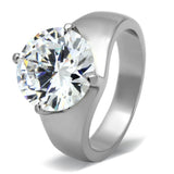 High polished (no plating) Stainless Steel Ring with AAA Grade CZ  in Clear