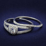 Rhodium 925 Sterling Silver Ring with AAA Grade CZ  in Clear