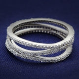 Rhodium 925 Sterling Silver Ring with AAA Grade CZ  in Clear