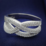 Rhodium 925 Sterling Silver Ring with AAA Grade CZ  in Clear