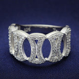 Rhodium 925 Sterling Silver Ring with AAA Grade CZ  in Clear