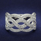 Rhodium 925 Sterling Silver Ring with AAA Grade CZ  in Clear