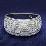 Rhodium 925 Sterling Silver Ring with AAA Grade CZ  in Clear