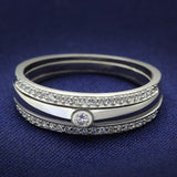 Rhodium 925 Sterling Silver Ring with AAA Grade CZ  in Clear