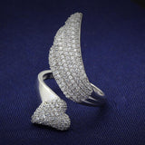 Rhodium 925 Sterling Silver Ring with AAA Grade CZ  in Clear