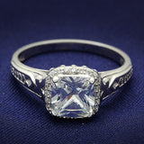 Rhodium 925 Sterling Silver Ring with AAA Grade CZ  in Clear