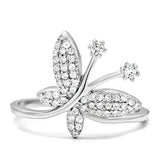 Rhodium 925 Sterling Silver Ring with AAA Grade CZ  in Clear