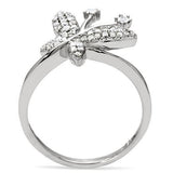 Rhodium 925 Sterling Silver Ring with AAA Grade CZ  in Clear
