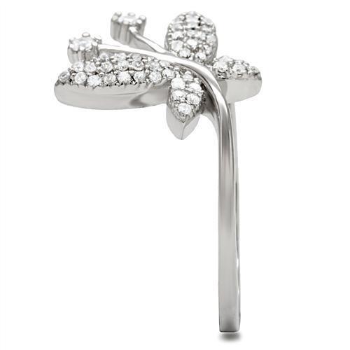 Rhodium 925 Sterling Silver Ring with AAA Grade CZ  in Clear