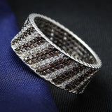 Rhodium + Ruthenium 925 Sterling Silver Ring with AAA Grade CZ  in Brown