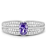Rhodium 925 Sterling Silver Ring with AAA Grade CZ  in Tanzanite
