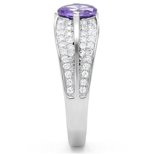 Rhodium 925 Sterling Silver Ring with AAA Grade CZ  in Tanzanite