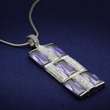 Rhodium 925 Sterling Silver Chain Pendant with AAA Grade CZ  in Amethyst