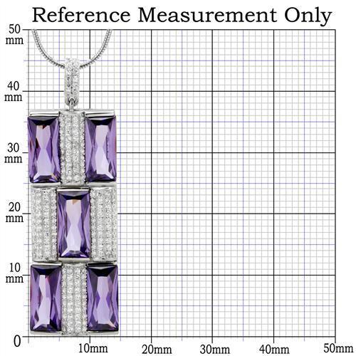 Rhodium 925 Sterling Silver Chain Pendant with AAA Grade CZ  in Amethyst