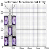 Rhodium 925 Sterling Silver Chain Pendant with AAA Grade CZ  in Amethyst