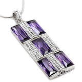 Rhodium 925 Sterling Silver Chain Pendant with AAA Grade CZ  in Amethyst
