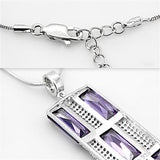 Rhodium 925 Sterling Silver Chain Pendant with AAA Grade CZ  in Amethyst