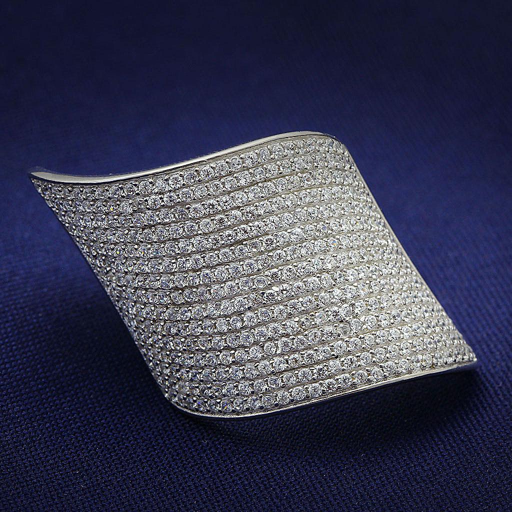 Rhodium 925 Sterling Silver Ring with AAA Grade CZ  in Clear