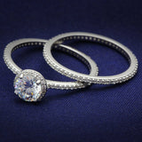 Rhodium 925 Sterling Silver Ring with AAA Grade CZ  in Clear