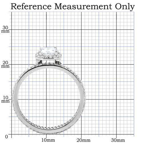 Rhodium 925 Sterling Silver Ring with AAA Grade CZ  in Clear
