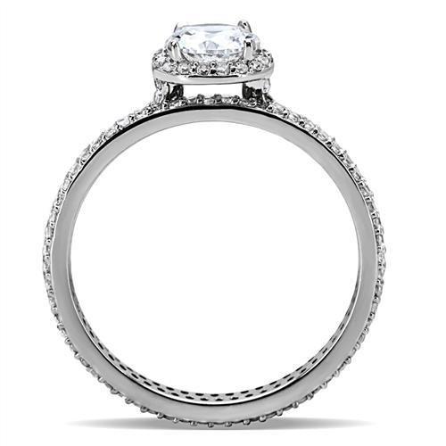 Rhodium 925 Sterling Silver Ring with AAA Grade CZ  in Clear