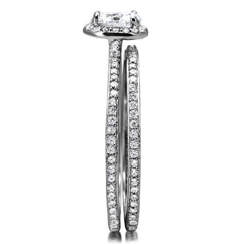 Rhodium 925 Sterling Silver Ring with AAA Grade CZ  in Clear