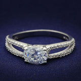 Rhodium 925 Sterling Silver Ring with AAA Grade CZ  in Clear