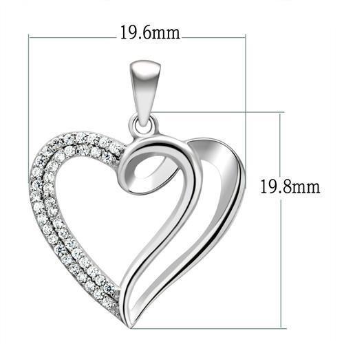 Rhodium 925 Sterling Silver Necklace with AAA Grade CZ  in Clear