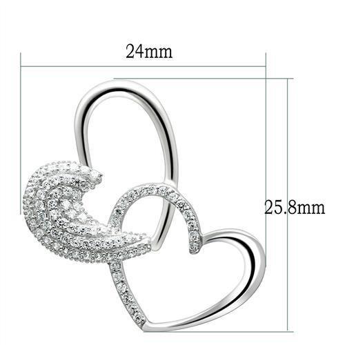 Rhodium 925 Sterling Silver Chain Pendant with AAA Grade CZ  in Clear