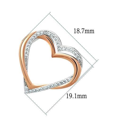 Rose Gold + Rhodium 925 Sterling Silver Necklace with AAA Grade CZ  in Clear