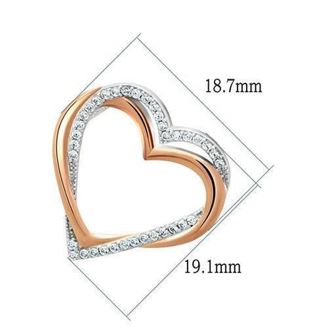 Rose Gold + Rhodium 925 Sterling Silver Necklace with AAA Grade CZ  in Clear