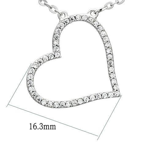 Rhodium 925 Sterling Silver Chain Pendant with AAA Grade CZ  in Clear
