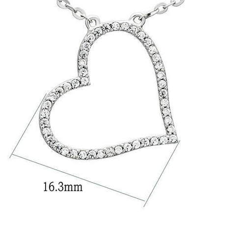 Rhodium 925 Sterling Silver Chain Pendant with AAA Grade CZ  in Clear