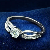 Rhodium 925 Sterling Silver Ring with AAA Grade CZ  in Clear