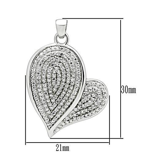 Rhodium 925 Sterling Silver Chain Pendant with AAA Grade CZ  in Clear