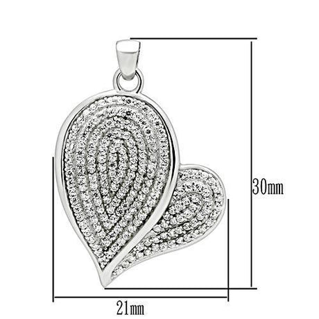 Rhodium 925 Sterling Silver Chain Pendant with AAA Grade CZ  in Clear