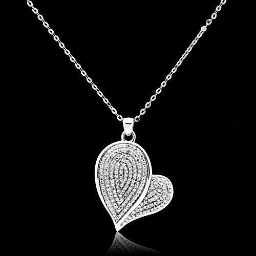 Rhodium 925 Sterling Silver Chain Pendant with AAA Grade CZ  in Clear