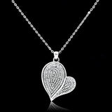 Rhodium 925 Sterling Silver Chain Pendant with AAA Grade CZ  in Clear
