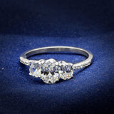Rhodium 925 Sterling Silver Ring with AAA Grade CZ  in Clear