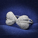 Rhodium 925 Sterling Silver Ring with AAA Grade CZ  in Clear
